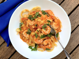 Heirloom Tomato and Shrimp Pasta